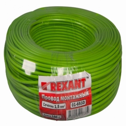 Провод ПГВА 1х1,50 мм²,100м,Зеленый Rexant фото 1